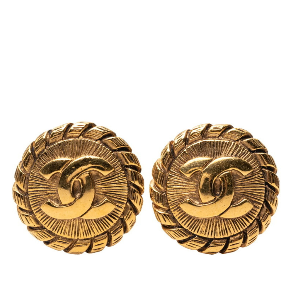 CHANEL Gold Logo Earrings - Picture 1 of 3